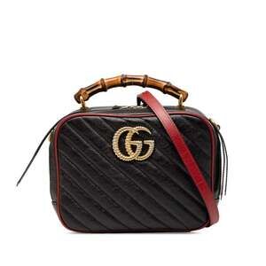 GUCCI Authentic Black Leather Bamboo Shoulder Bag